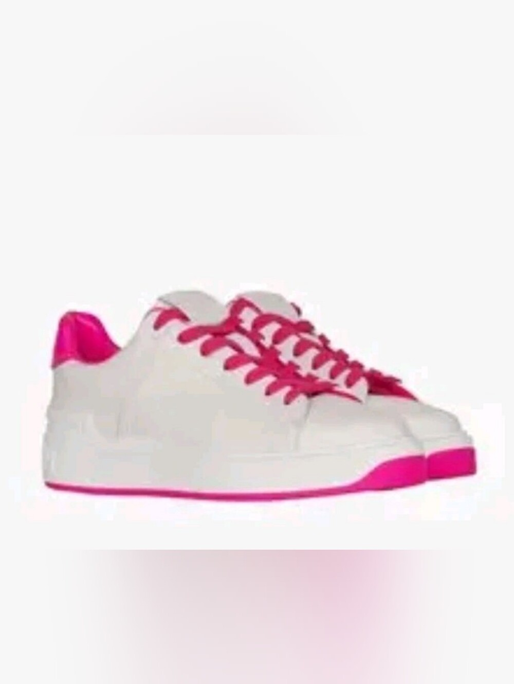 BALMAIN Women's Size 10 Neon Pink Leather B-Court Sneakers